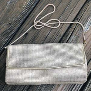 Glomesh Beige Gold Metal Mesh Purse Envelope Bag Australia Vintage 70s 80s